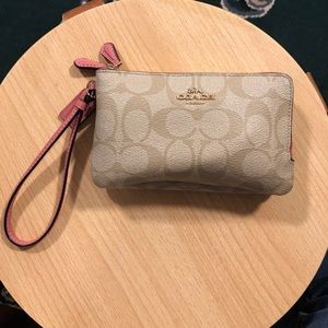 Coach wristlet wallet double zipper